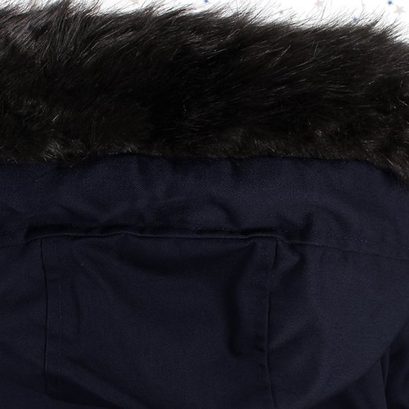 Water Resistant Faux Fur Hooded Jacket Navy - Picture 7 of 11